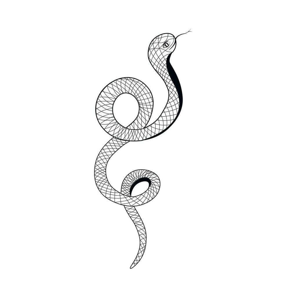 tatuaje serpiente. vector valores ilustración. serpiente silueta ilustración. negro serpiente. aislado en un blanco antecedentes.