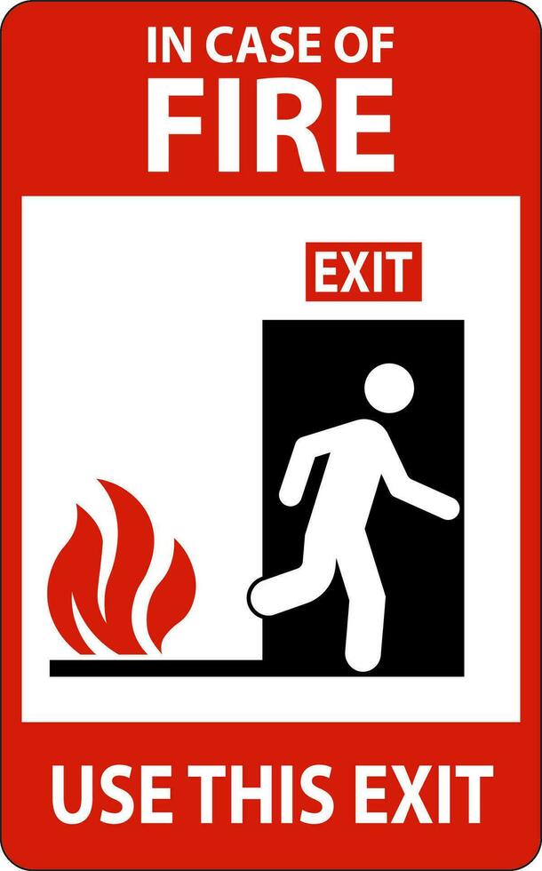 In Case Of Fire Sign Use This Exit vector
