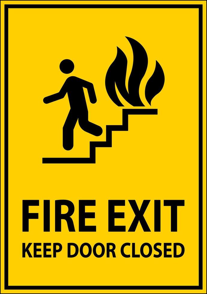 Warning Sign Fire Exit Keep Door Closed vector