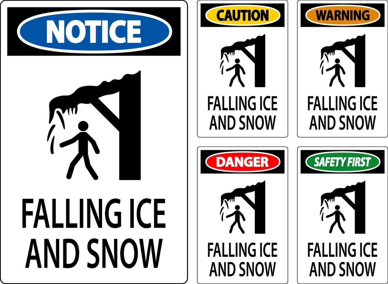 hielo y nieve advertencia firmar precaución - que cae hielo y nieve firmar vector