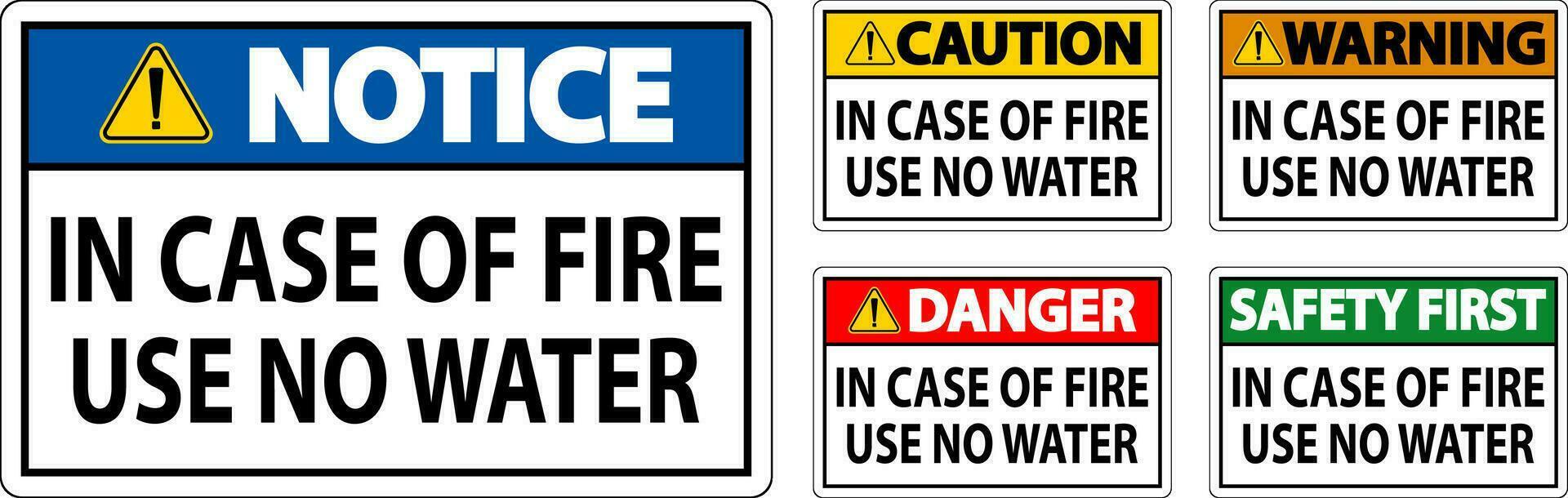 Danger Sign Danger - In Case Of Fire Use No Water vector