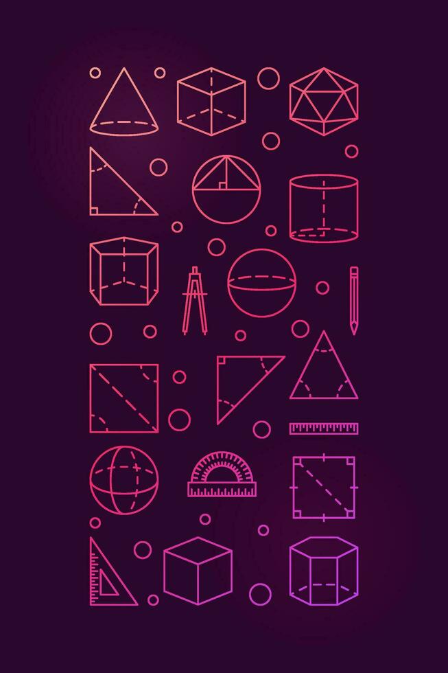 Geometry and Trigonometry concept vertical colorful banner - Mathematics vector illustration with geometric shapes