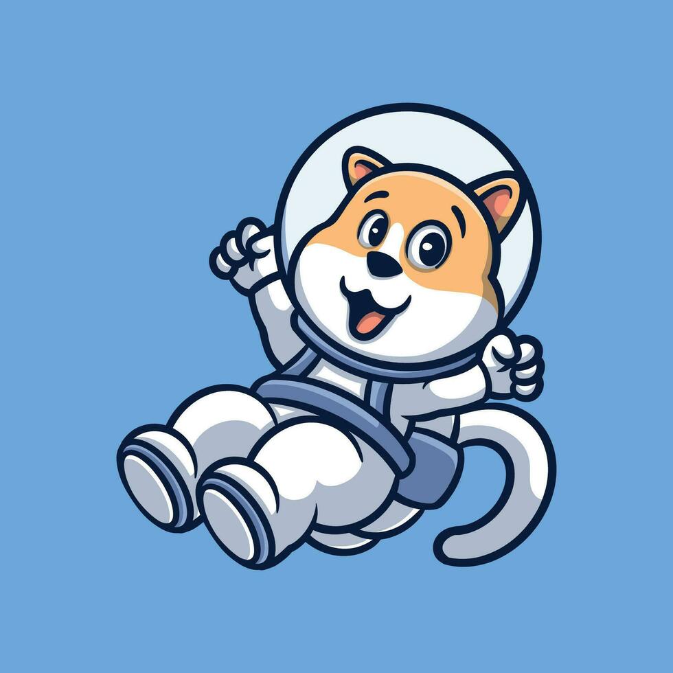 Shiba Astronaut Cartoon Illustration vector