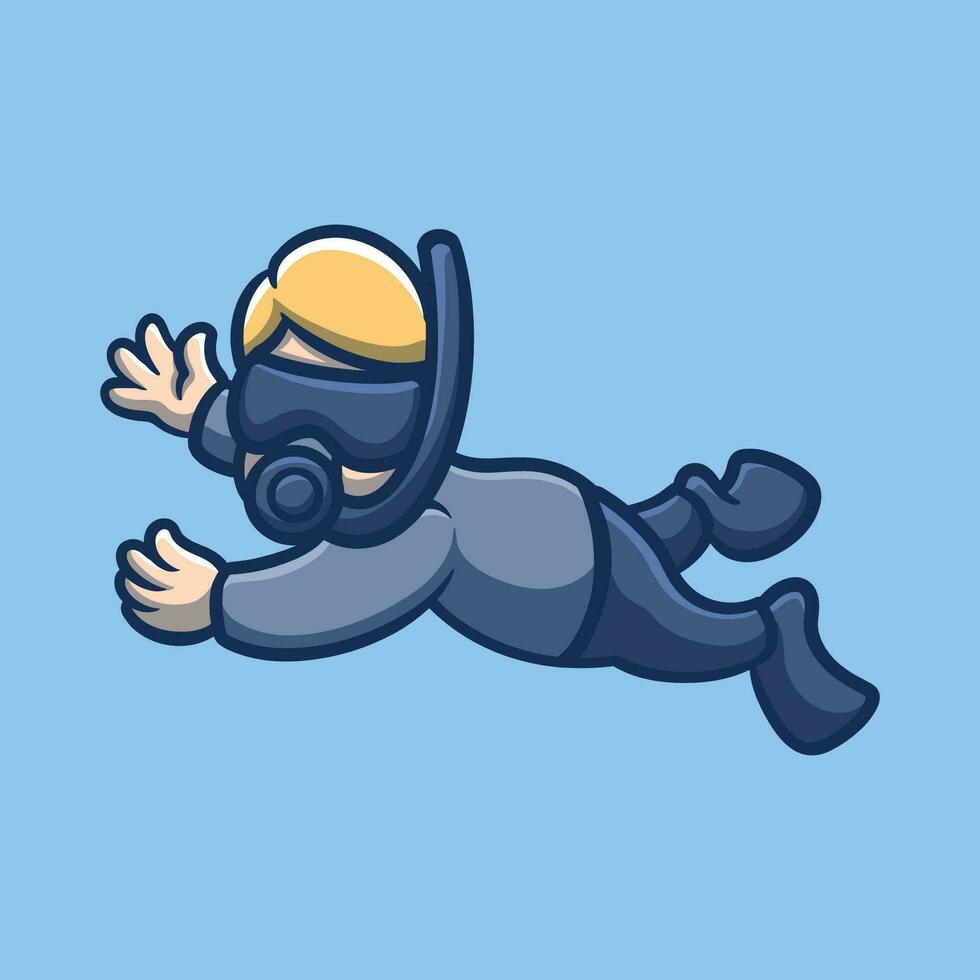 Kid Diving Cartoon Illustration vector