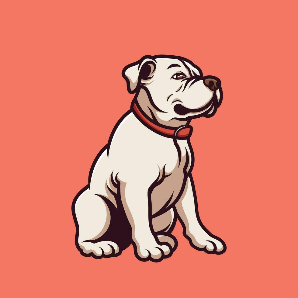 sentado pitbull dibujos animados ilustración vector