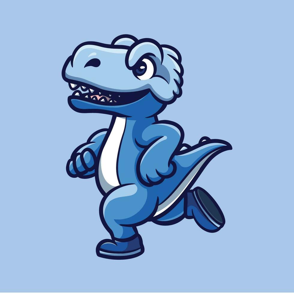 Running T Rex Cartoon Illustration vector