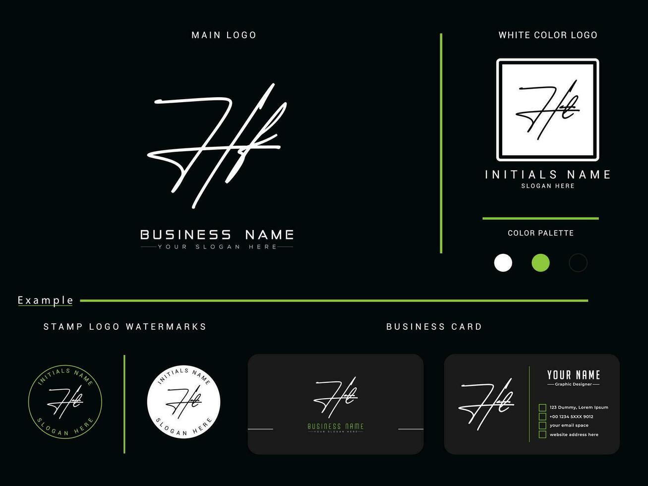 Typography Feminine Hf Signature Logo, Minimal Apparel HF Luxury Letter Logo vector