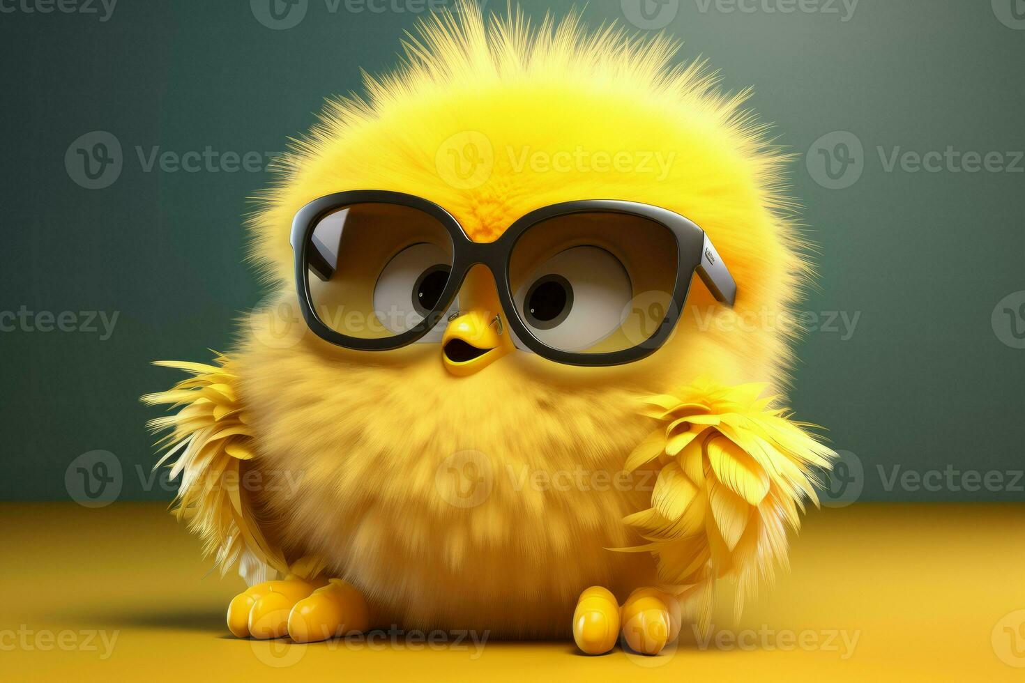 Lively Fluffy yellow chick. Generate Ai photo