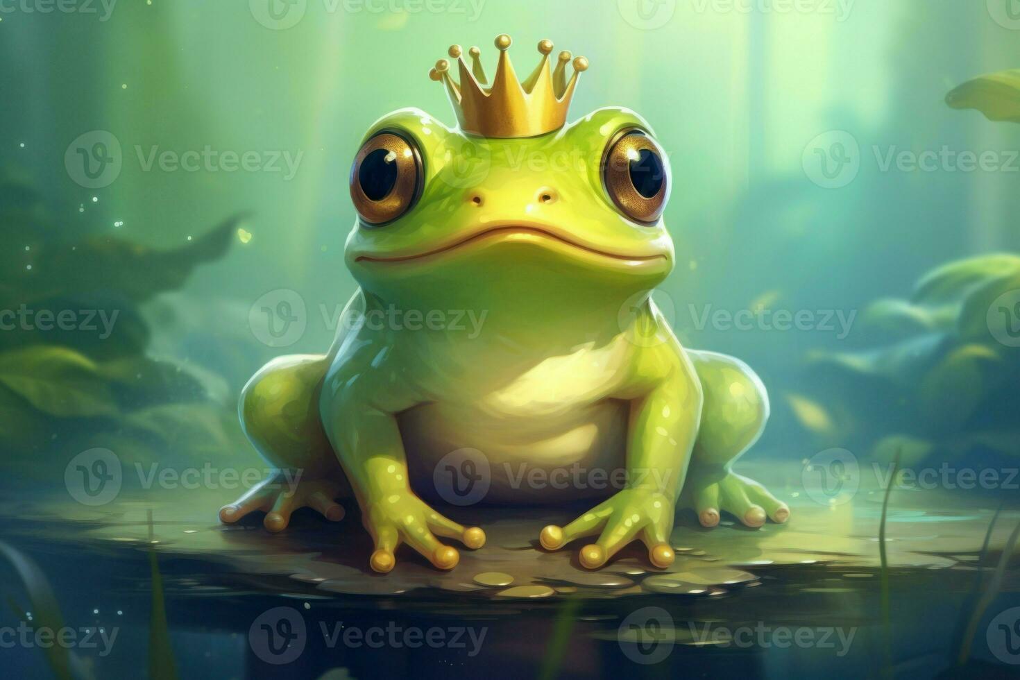 Playful Cute frog prince. Generate Ai photo