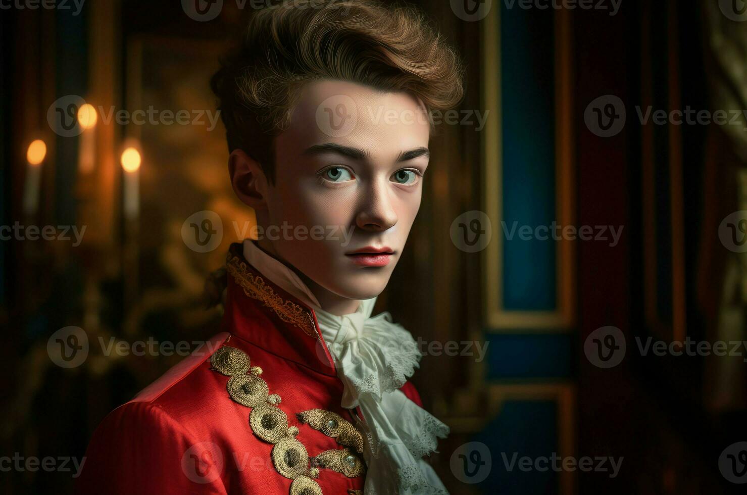 Versailles 18 years old son photo portrait. Generate Ai