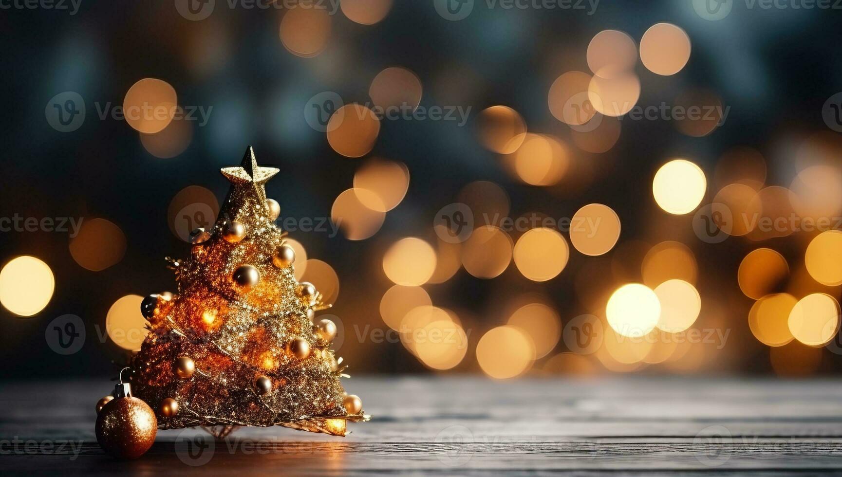 Christmas tree on bokeh background. New Year and Christmas concept. AI Generated. photo