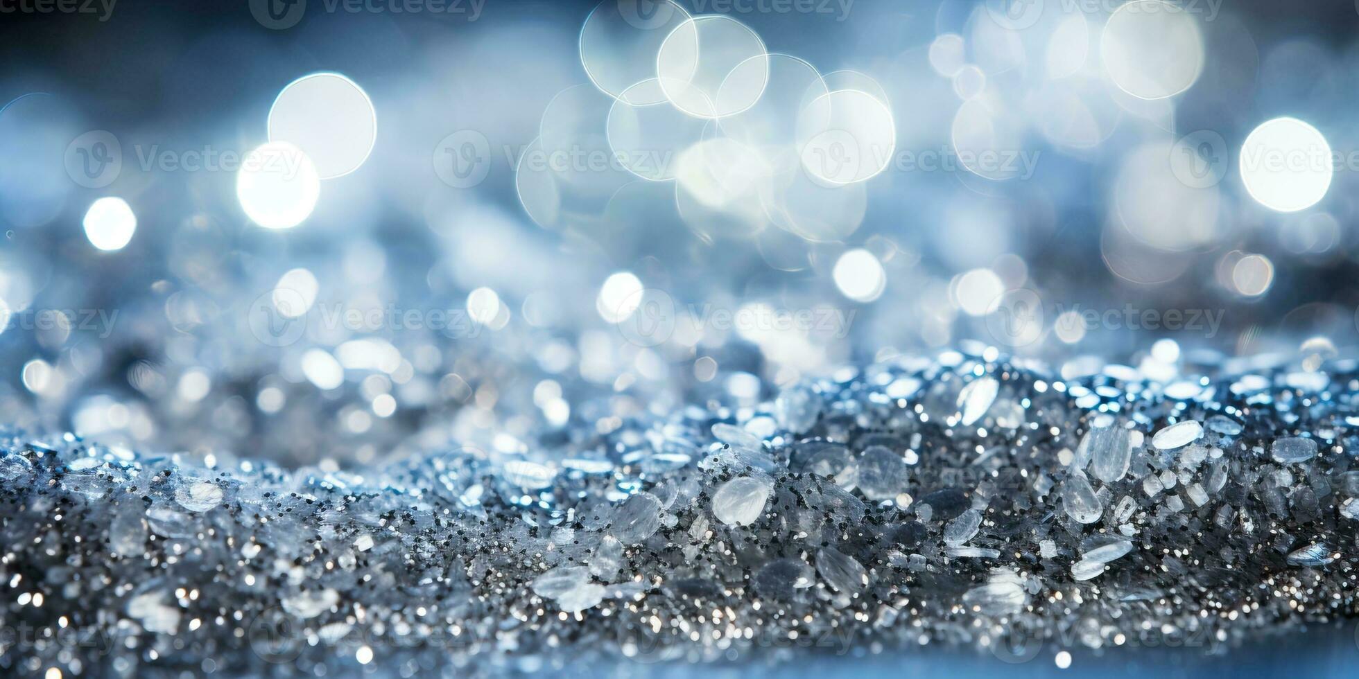 Silver glitter christmas abstract background with bokeh defocused lights. AI Generated. photo