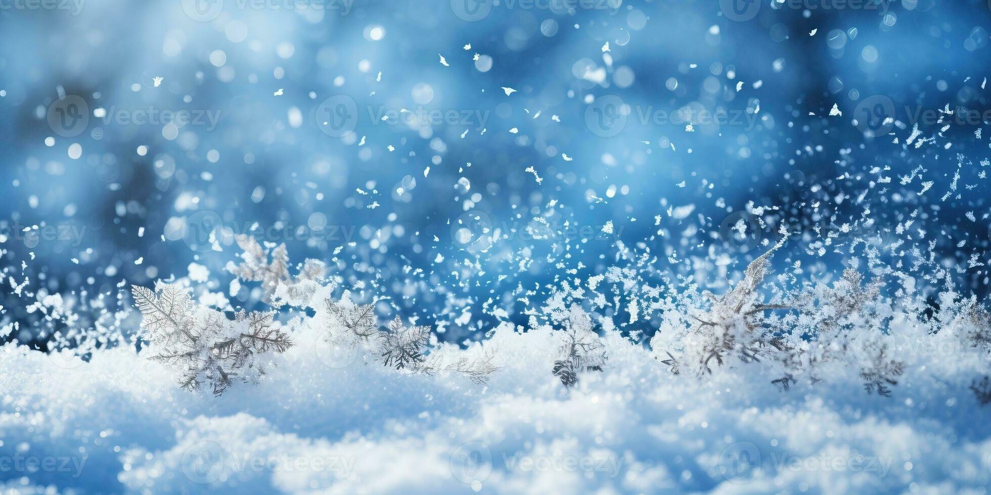 Winter background with snowflakes and bokeh. AI Generated. photo