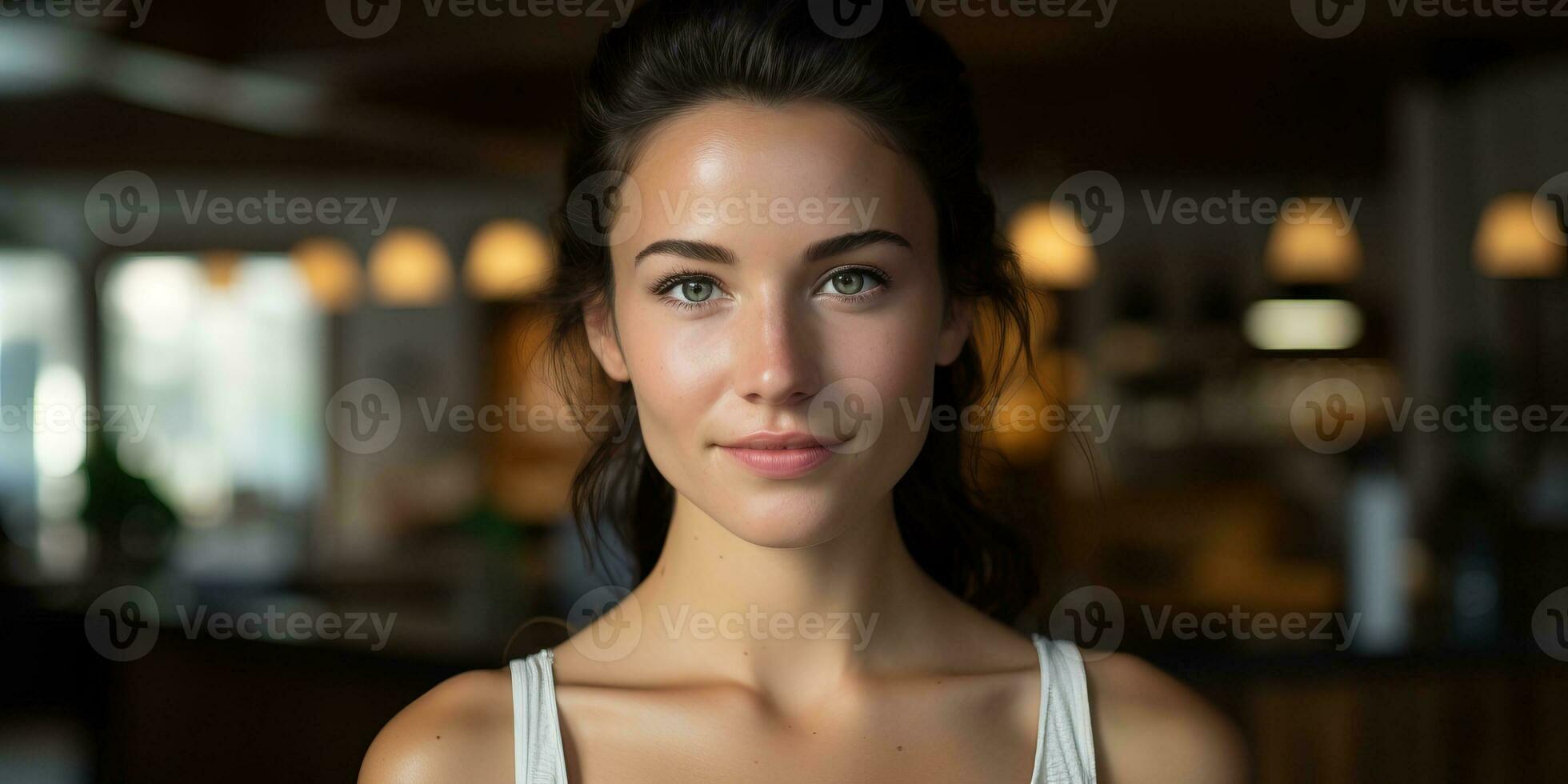 a beautiful young brunette woman. AI Generated. photo