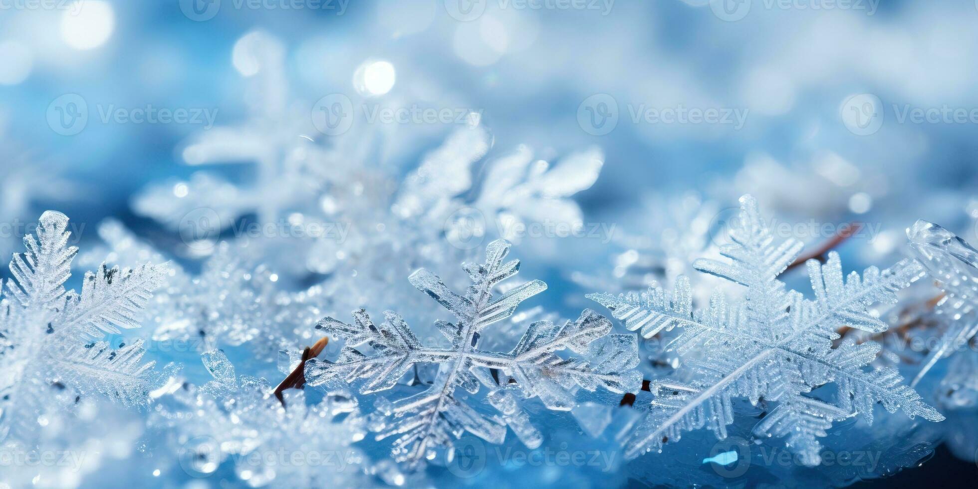 copos de nieve en azul fondo, invierno antecedentes ai generado foto