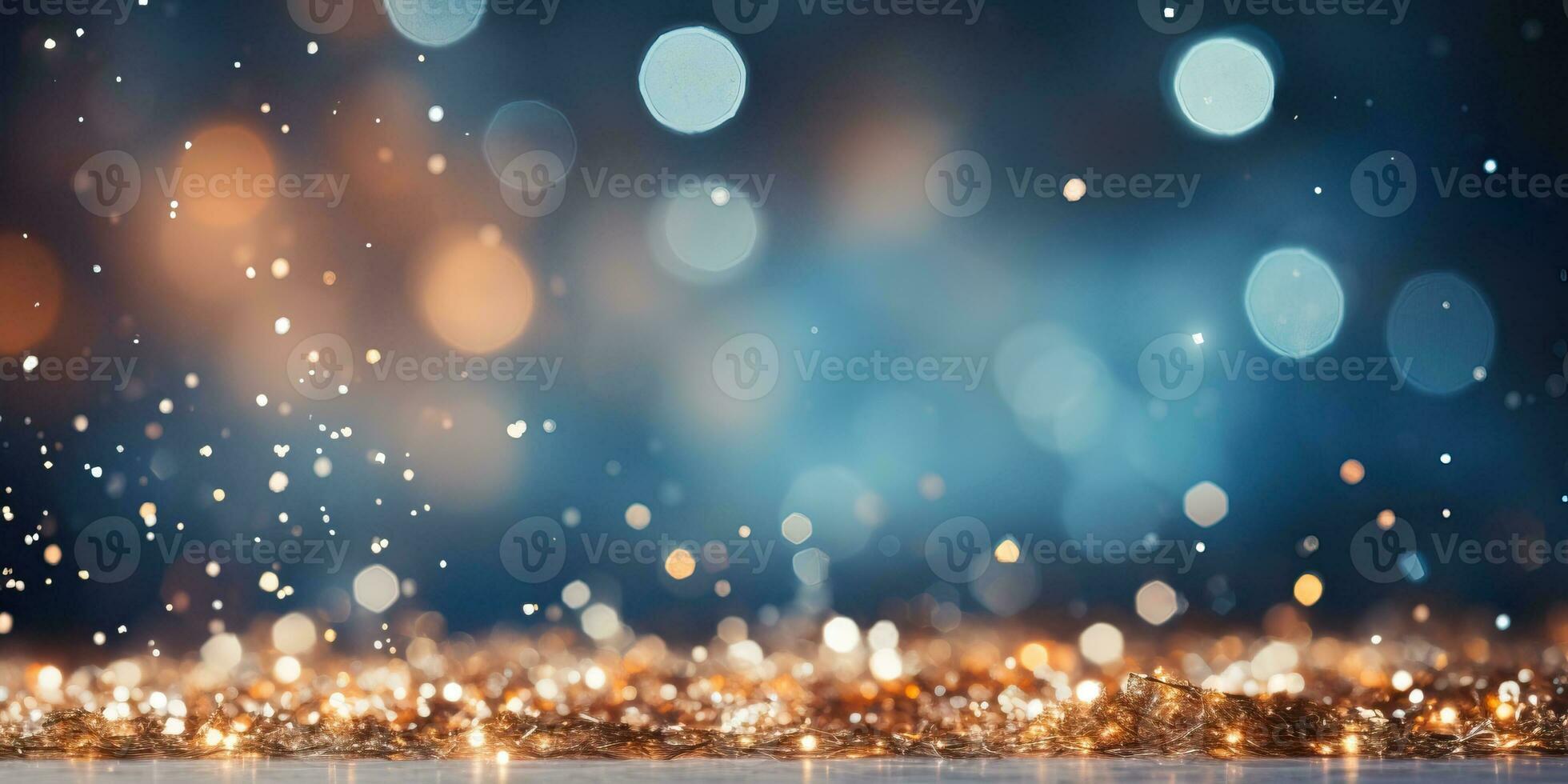 Christmas background with bokeh defocused lights and snowflakes AI Generated photo