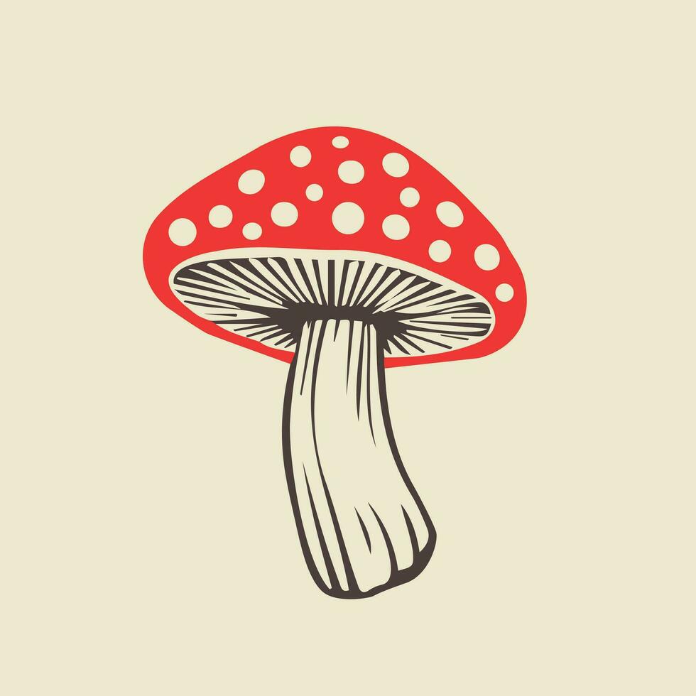 Vector flat fly agaric mushroom icon isolated on white background. amanita. colorful