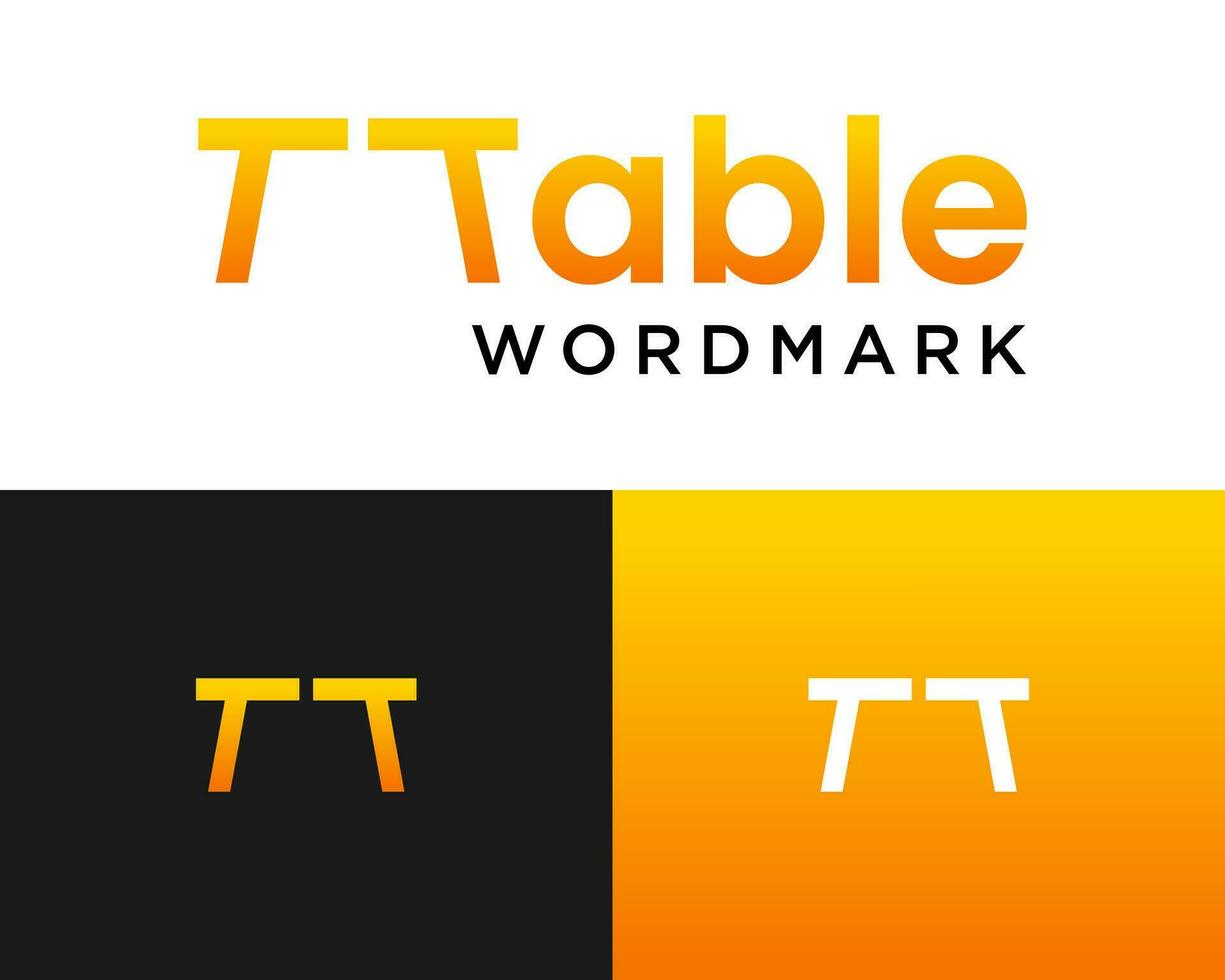 Letter T monogram wordmark table interior logo design. vector