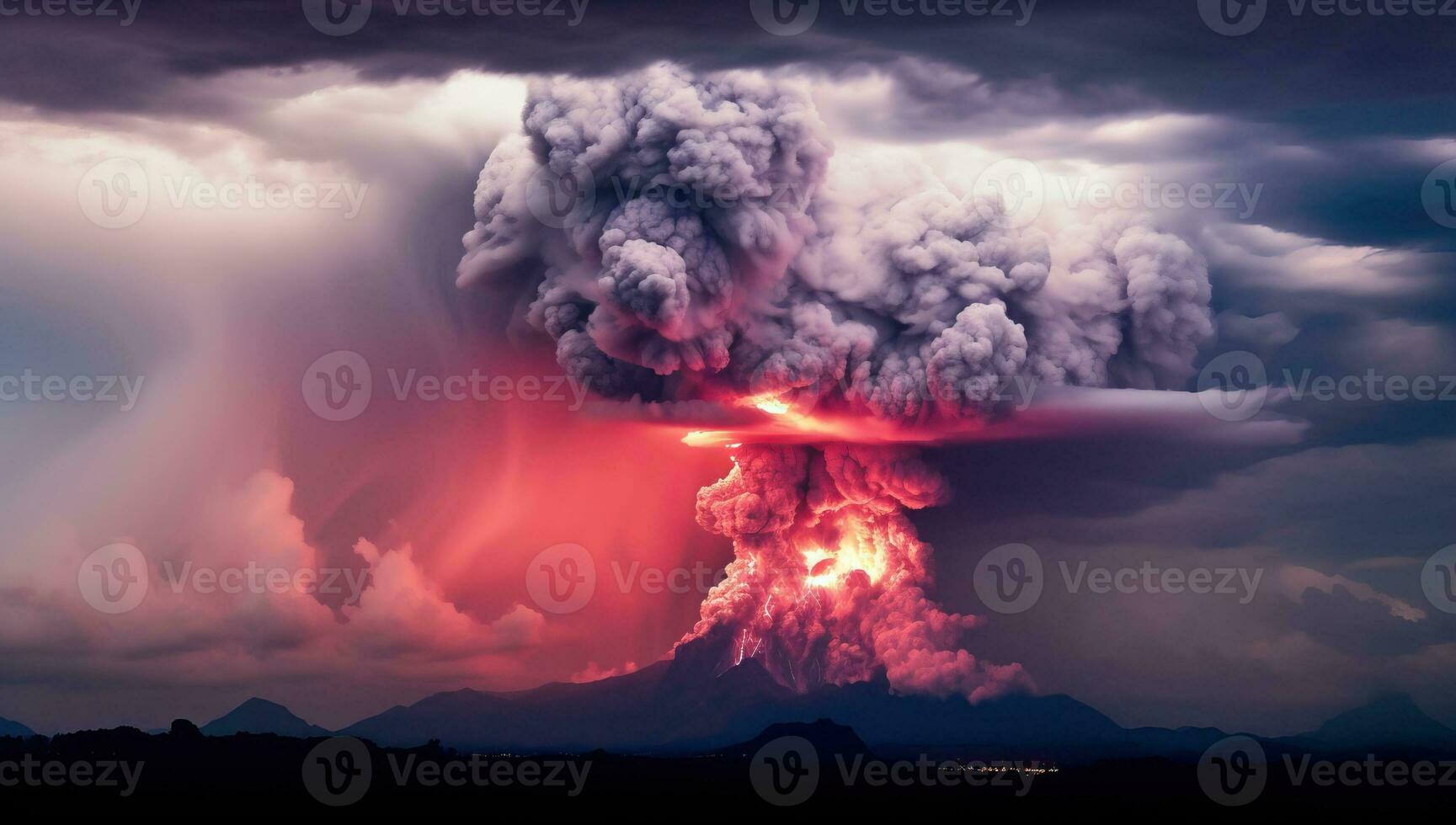 Volcanic Eruption at Dusk AI Generated photo