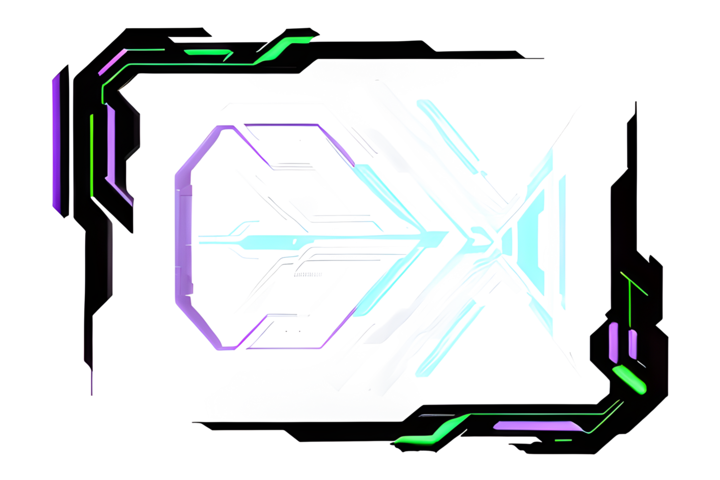 Futuristic Neon Border Frame PNG Transparent Background Ai Generative