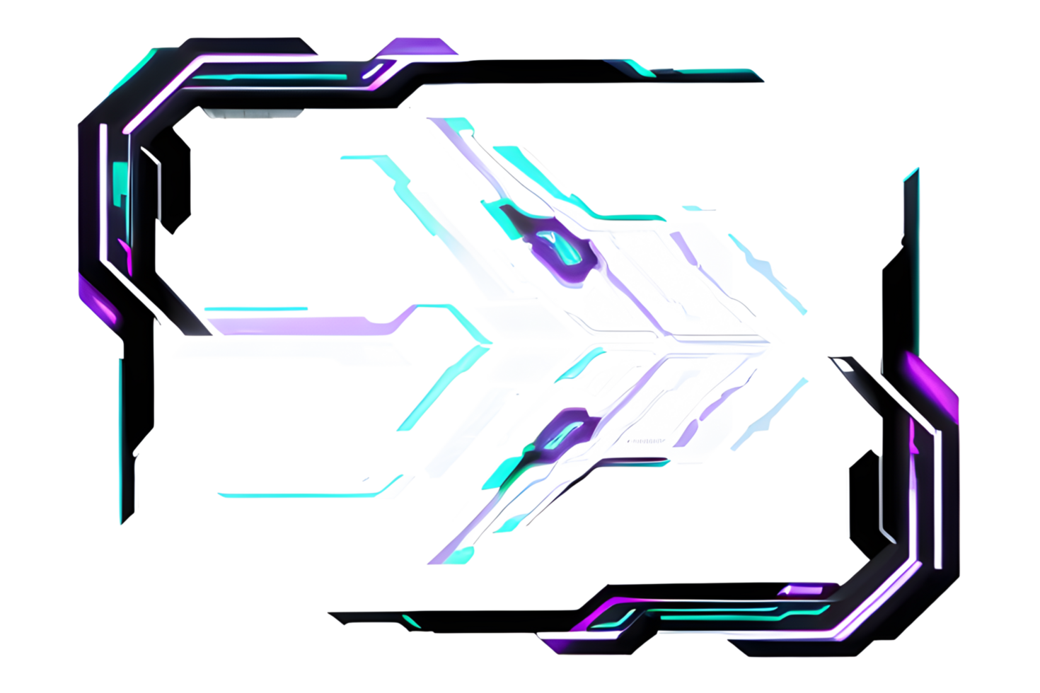 Futuristic Neon Border Frame PNG Transparent Background Ai Generative