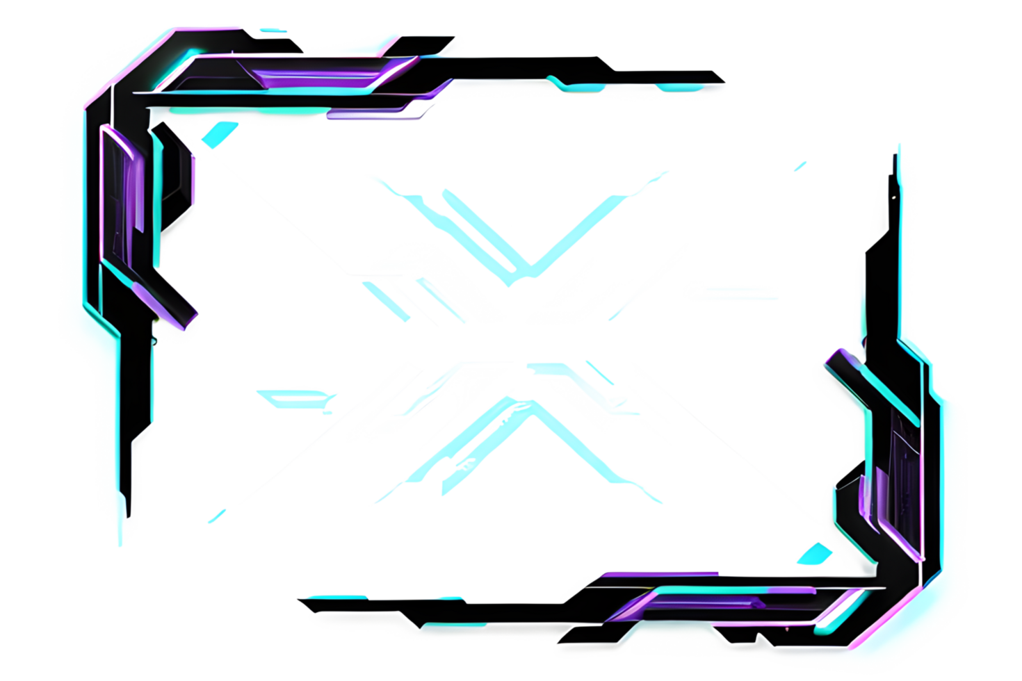 Futuristic Neon Border Frame PNG Transparent Background Ai Generative