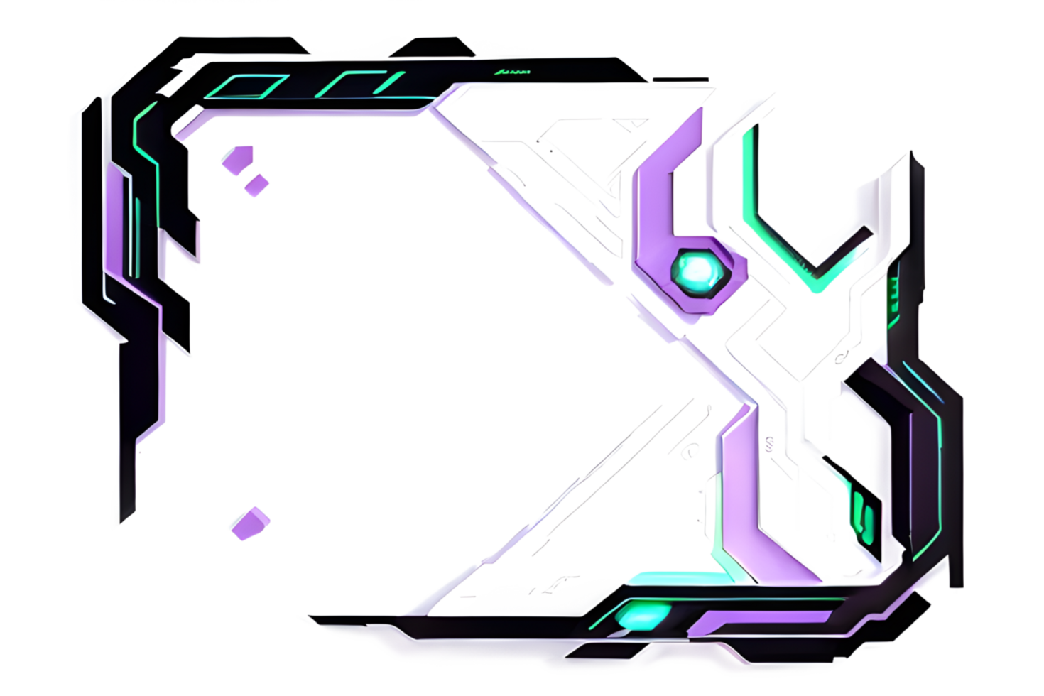 Futuristic Neon Border Frame PNG Transparent Background Ai Generative