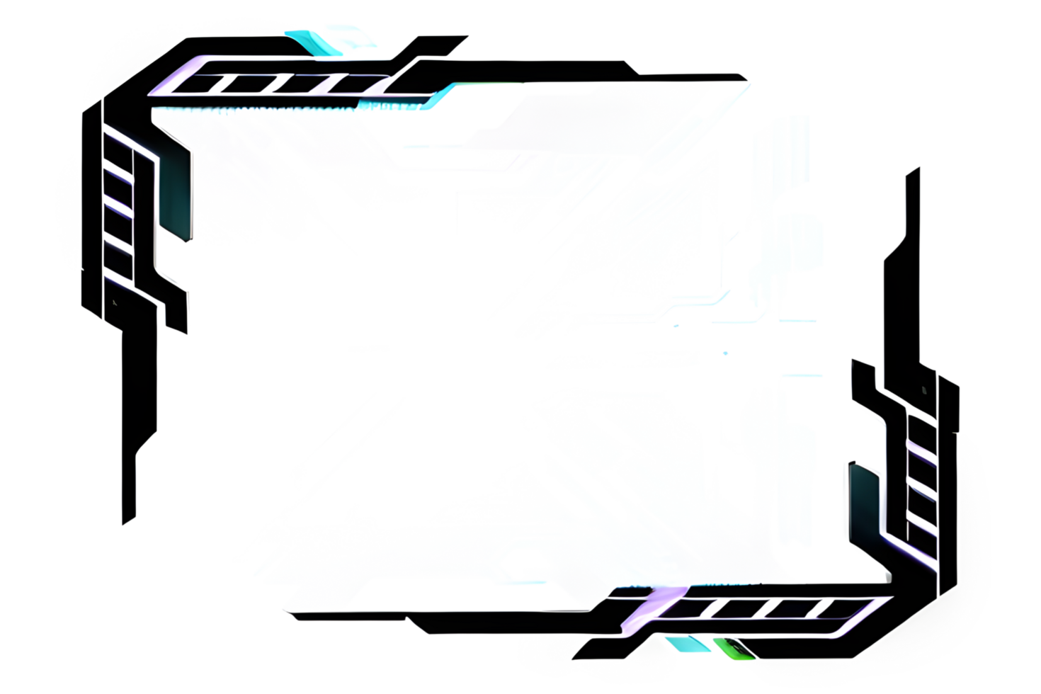 Futuristic Neon Border Frame PNG Transparent Background Ai Generative