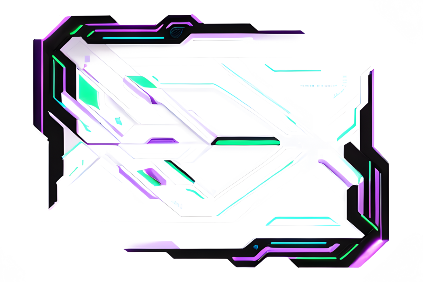 Futuristic Neon Border Frame PNG Transparent Background Ai Generative