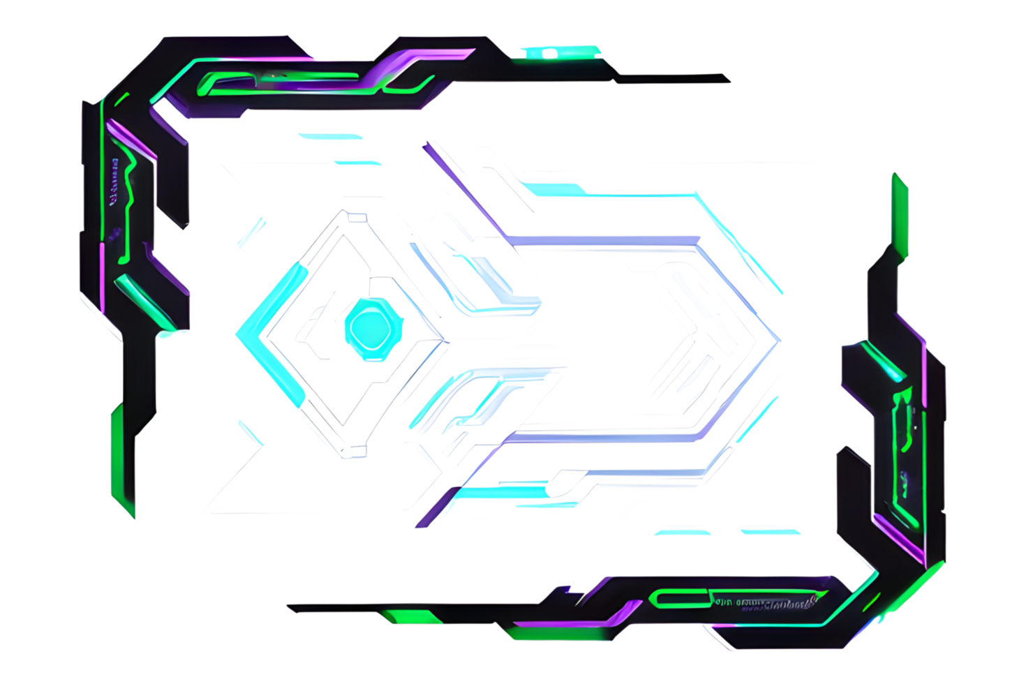 Futuristic Neon Border Frame PNG Transparent Background Ai Generative