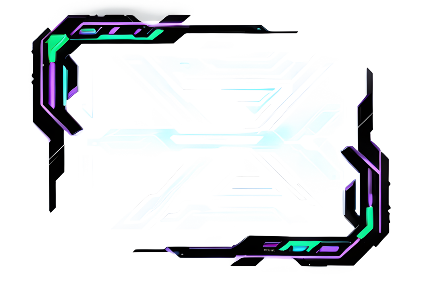 Futuristic Neon Border Frame PNG Transparent Background Ai Generative