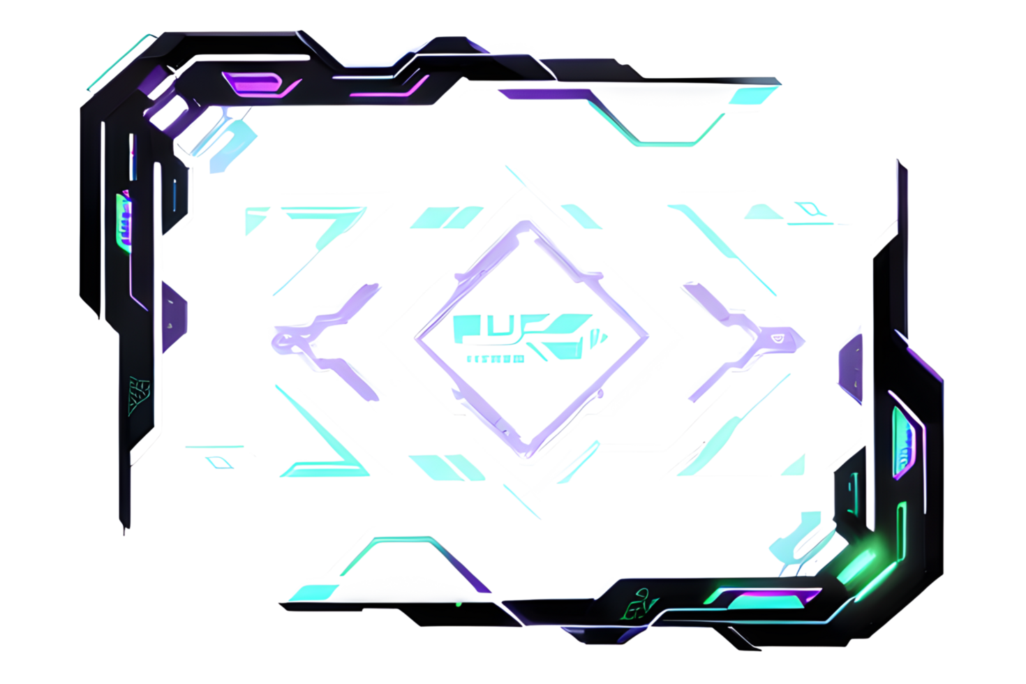 Futuristic Neon Border Frame PNG Transparent Background Ai Generative
