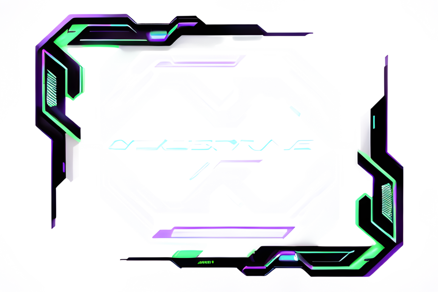 Futuristic Neon Border Frame PNG Transparent Background Ai Generative