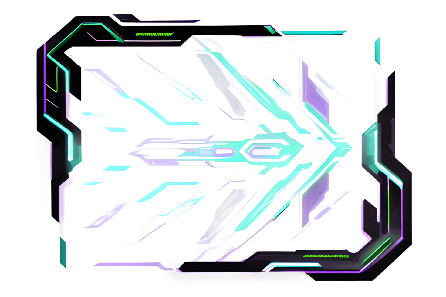 Futuristic Neon Border Frame PNG Transparent Background Ai Generative