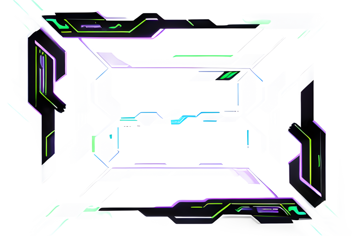 Futuristic Neon Border Frame PNG Transparent Background Ai Generative