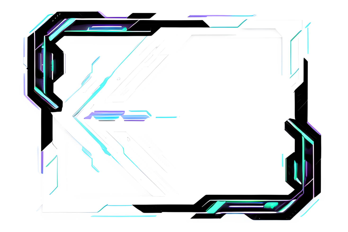 Futuristic Neon Border Frame PNG Transparent Background Ai Generative