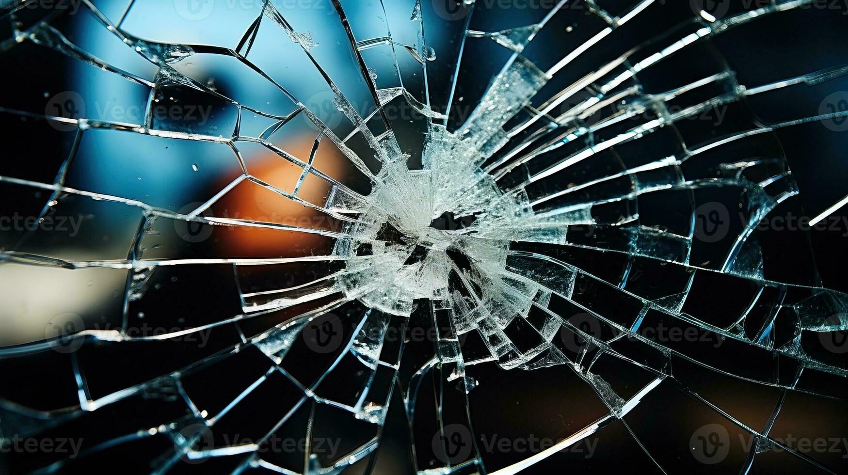 Broken glass on a dark background. AI Generated. photo