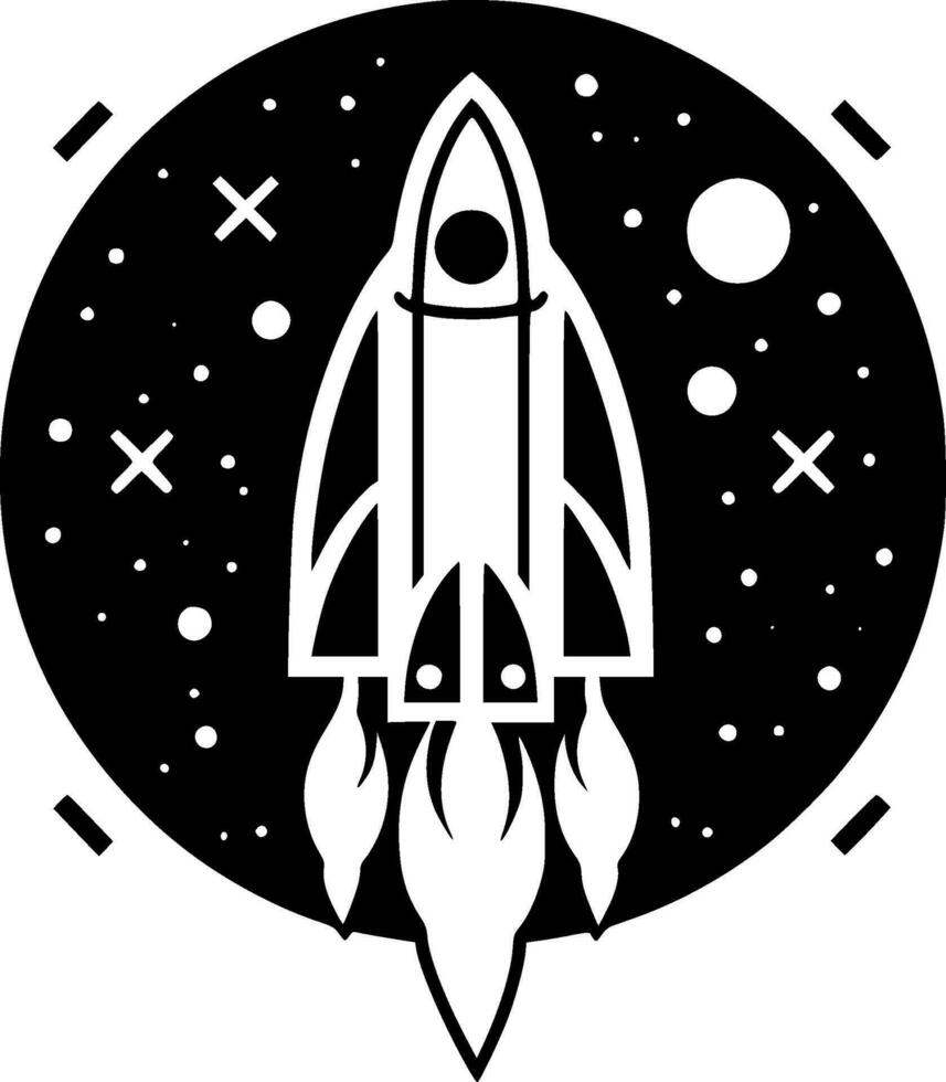 Rocket - Black and White Isolated Icon - Vector illustration