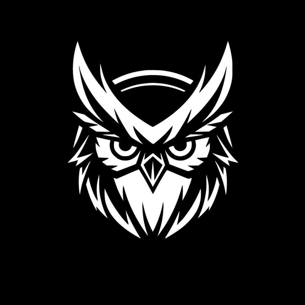 Owl, Black and White Vector illustration