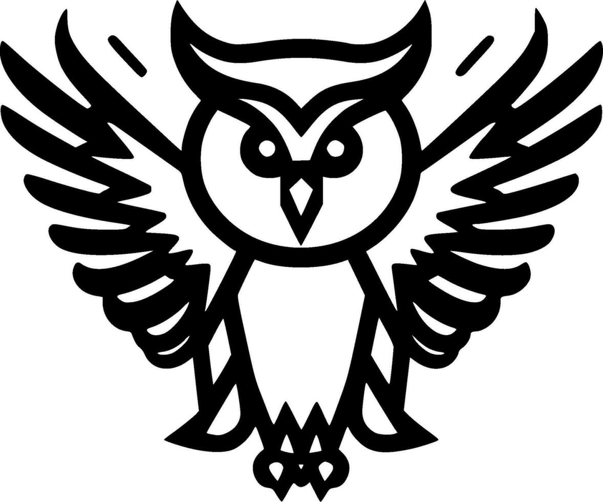 Owl - Black and White Isolated Icon - Vector illustration