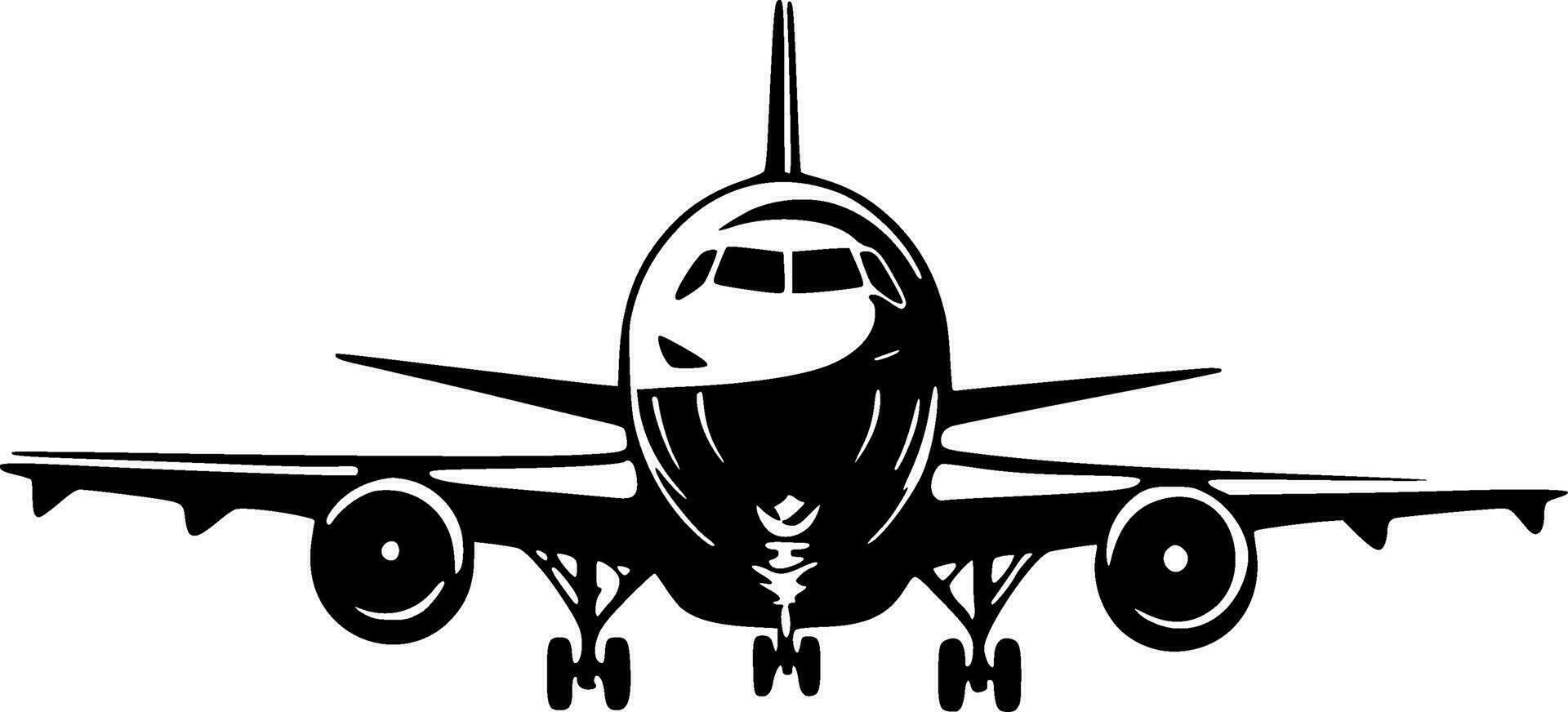 Plane - Black and White Isolated Icon - Vector illustration