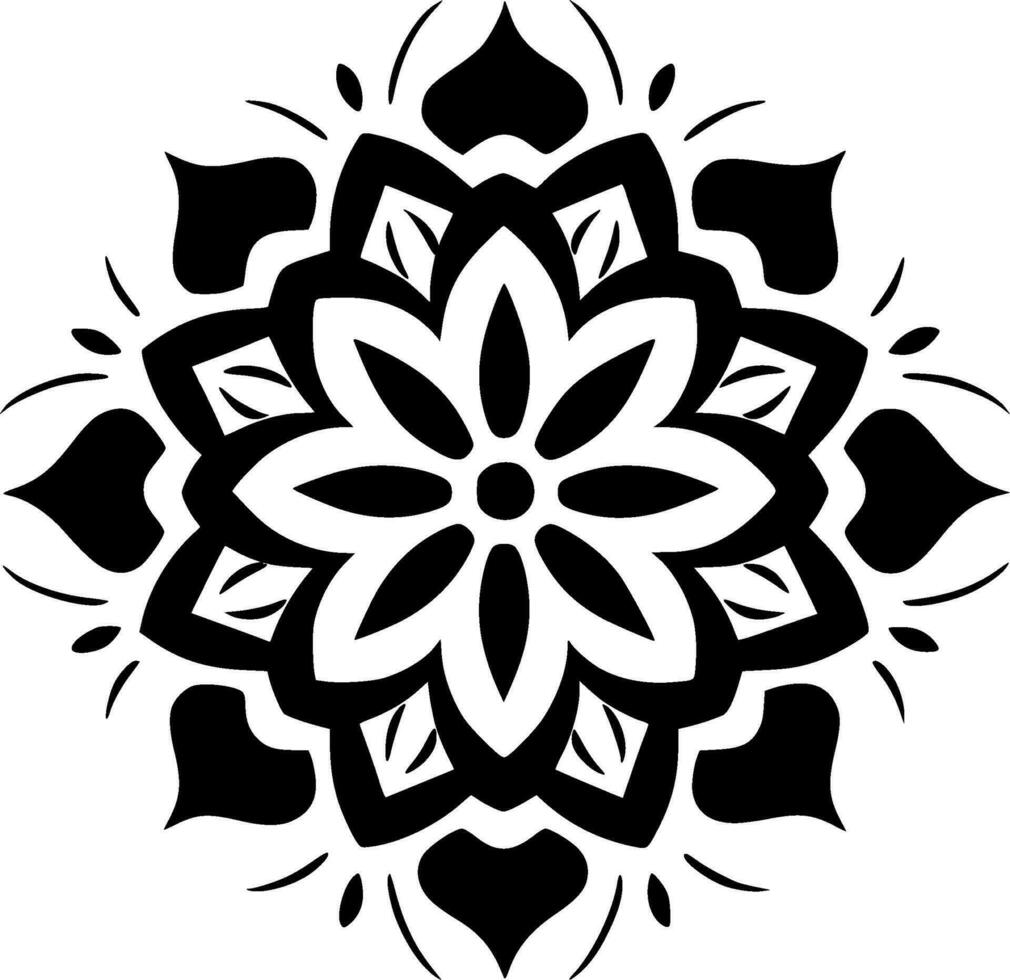 Mandala - Black and White Isolated Icon - Vector illustration