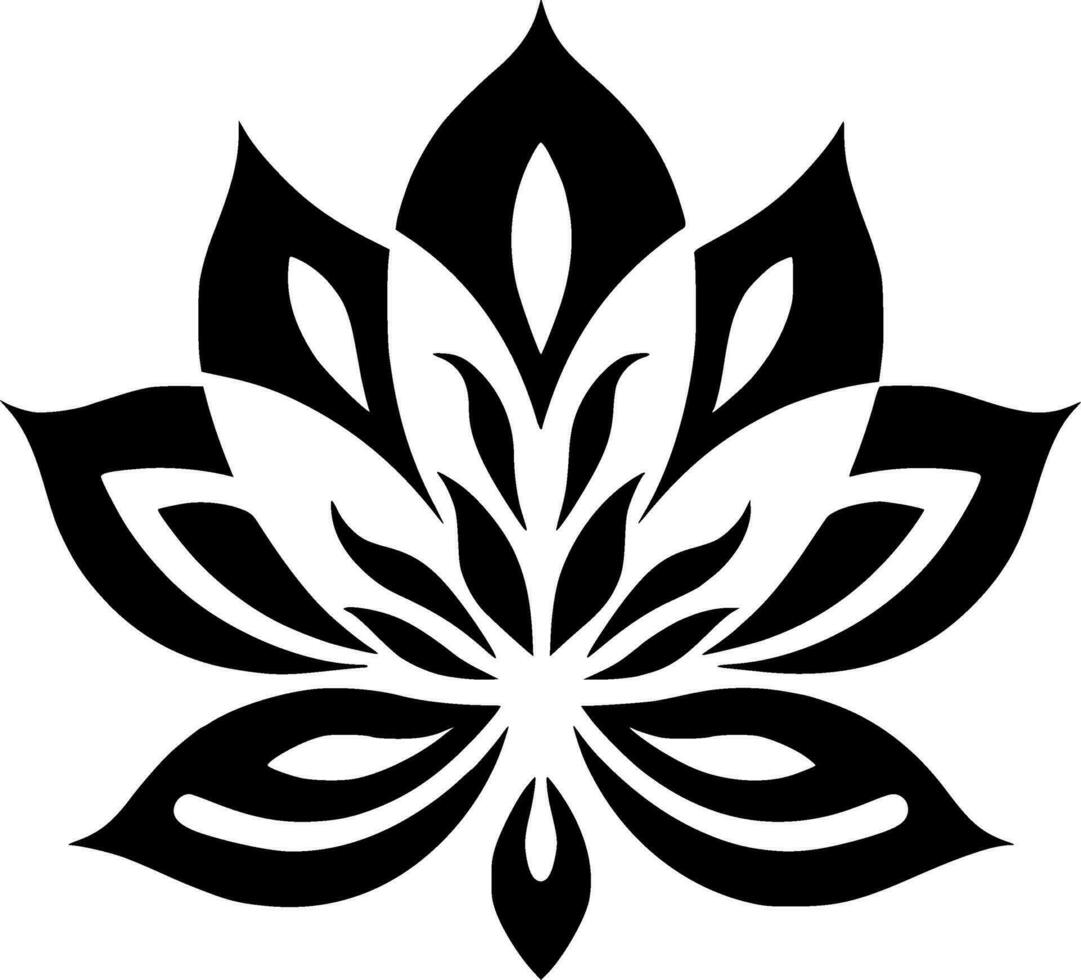 loto flor - negro y blanco aislado icono - vector ilustración