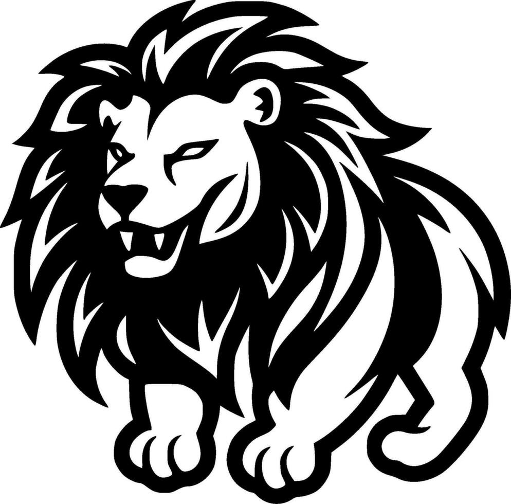 Lion, Black and White Vector illustration