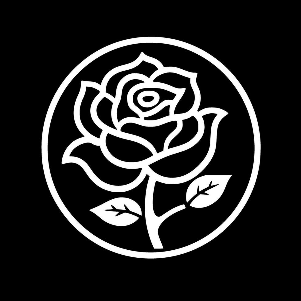 flor - negro y blanco aislado icono - vector ilustración