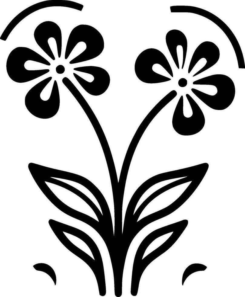 Flowers - Black and White Isolated Icon - Vector illustration