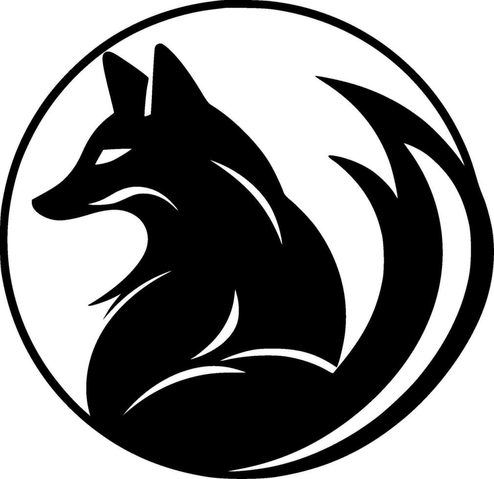 Fox, Black and White Vector illustration