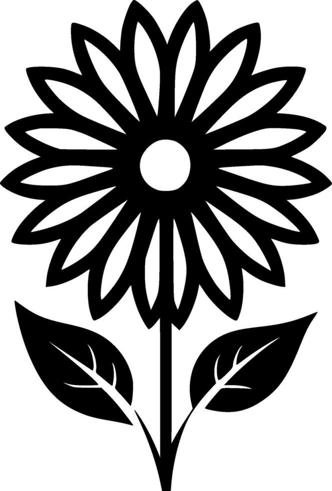 Flower - Black and White Isolated Icon - Vector illustration