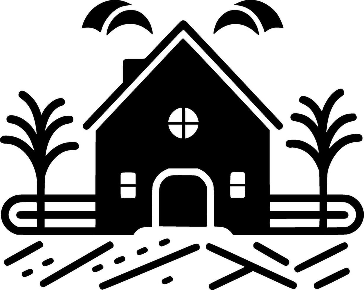 Farm - Black and White Isolated Icon - Vector illustration