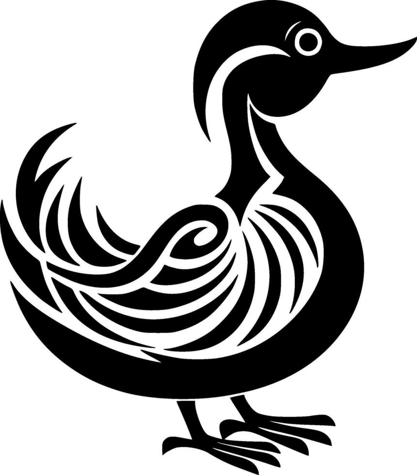 Duck, Black and White Vector illustration